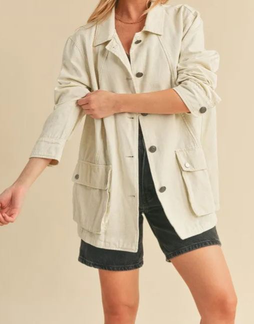 Aemi + Co Seam Detail Button Up Jacket with Pockets