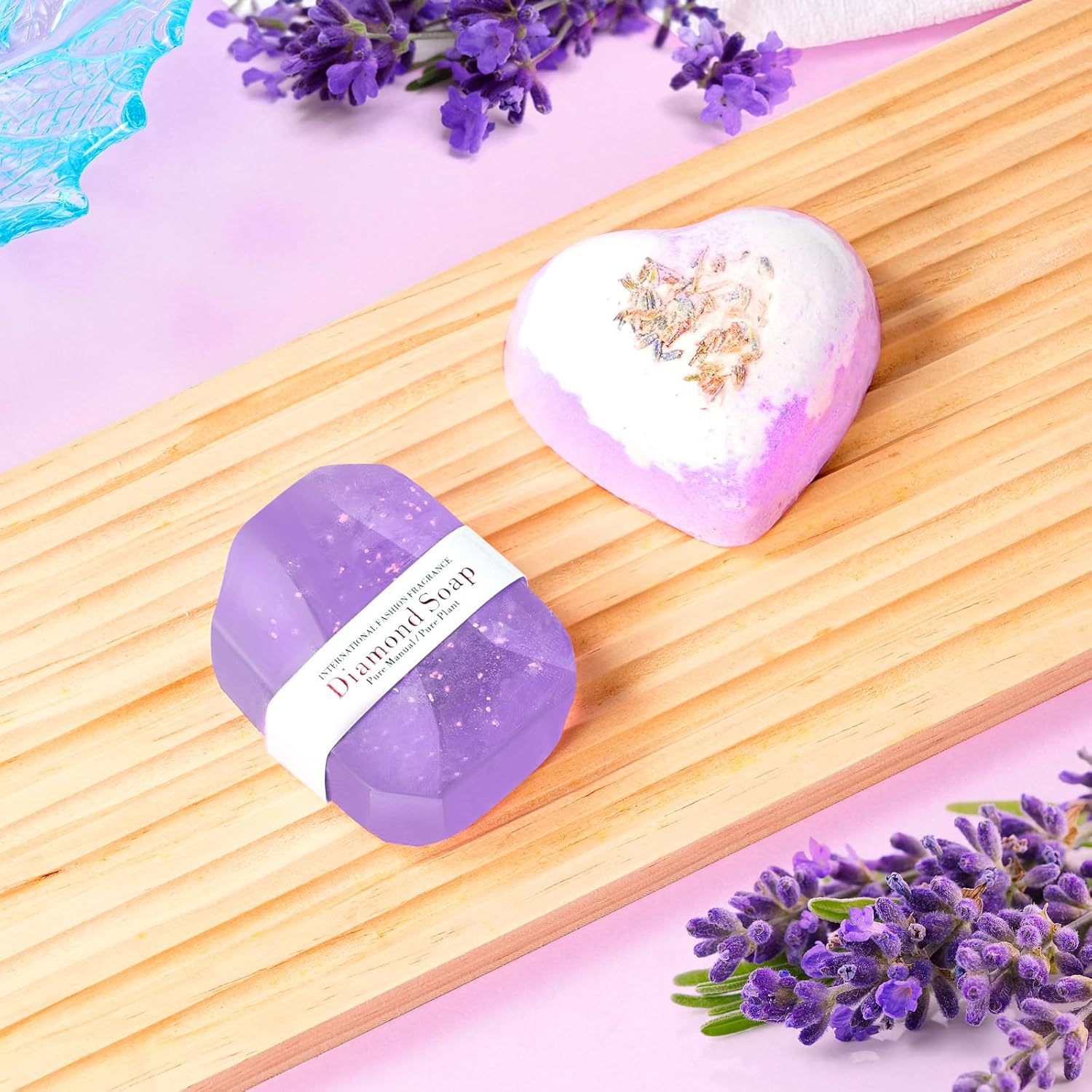 Love Heart Bath Salt 75G Heart-Shaped Loofah Dried Flower Bath Salt Peach Heart Explosion Aromatherapy Ball-PawDear
