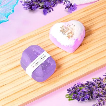 Love Heart Bath Salt 75G Heart-Shaped Loofah Dried Flower Bath Salt Peach Heart Explosion Aromatherapy Ball-PawDear