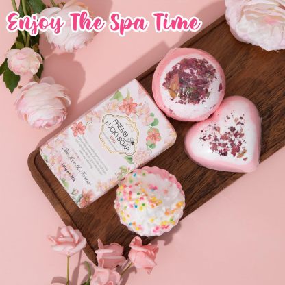 Love Heart Bath Salt 75G Heart-Shaped Loofah Dried Flower Bath Salt Peach Heart Explosion Aromatherapy Ball-PawDear