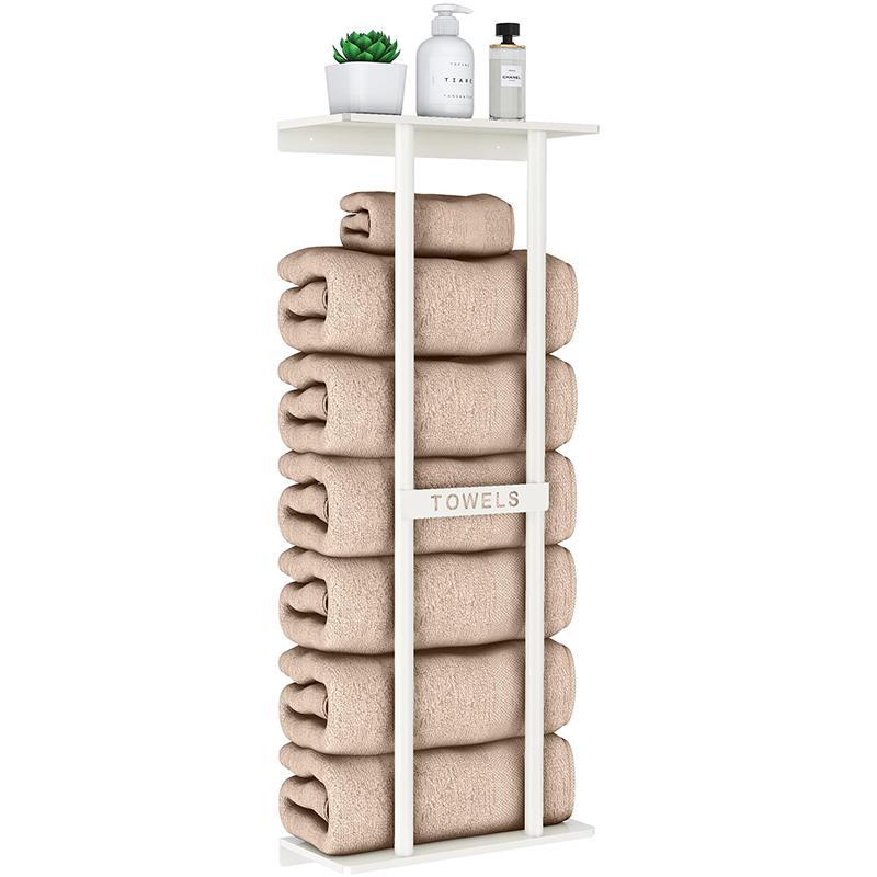 Bathroom Towel Storage Rack, Towel Racks for Bathroom Wall Mounted 30 inch with Shelf Can Holds 6 Large Towels, Wall Towel Rack for Rolled Towels, Black