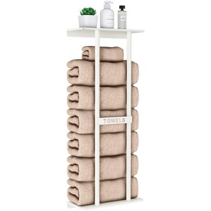 Bathroom Towel Storage Rack, Towel Racks for Bathroom Wall Mounted 30 inch with Shelf Can Holds 6 Large Towels, Wall Towel Rack for Rolled Towels, Black