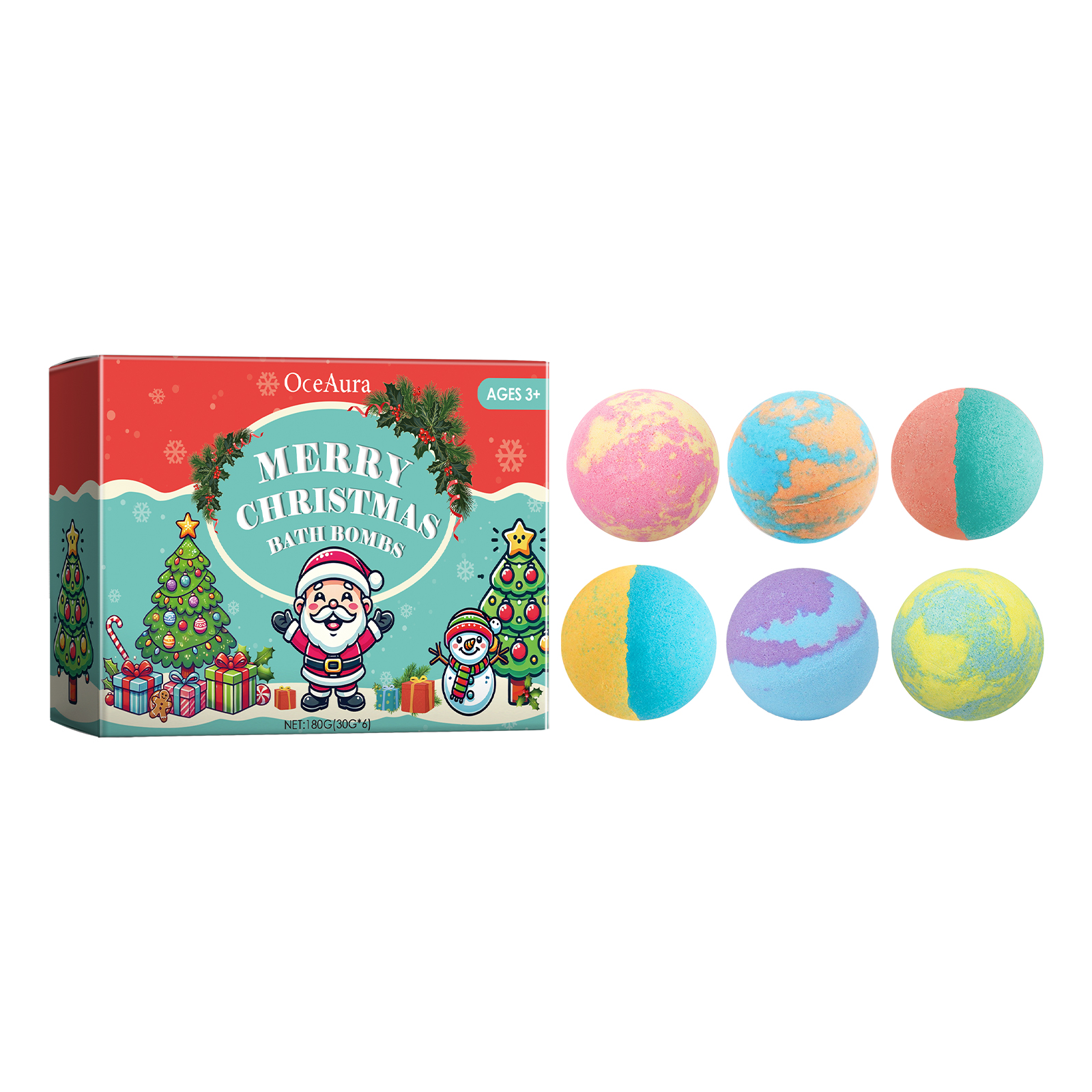 Pawdear Christmas Colorful Bath Ball, Bubble Shower Fragrance Moisturizes Long-Lasting Plant Cleaning Bath Bal-PawDear