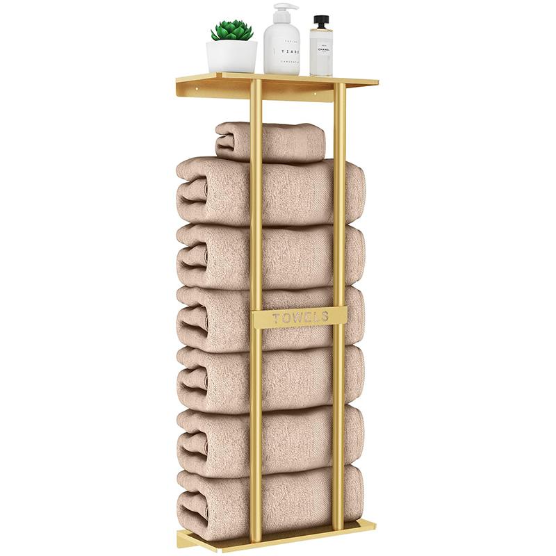 Bathroom Towel Storage Rack, Towel Racks for Bathroom Wall Mounted 30 inch with Shelf Can Holds 6 Large Towels, Wall Towel Rack for Rolled Towels, Black