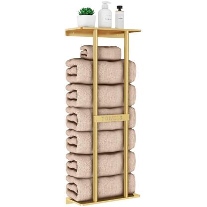 Bathroom Towel Storage Rack, Towel Racks for Bathroom Wall Mounted 30 inch with Shelf Can Holds 6 Large Towels, Wall Towel Rack for Rolled Towels, Black