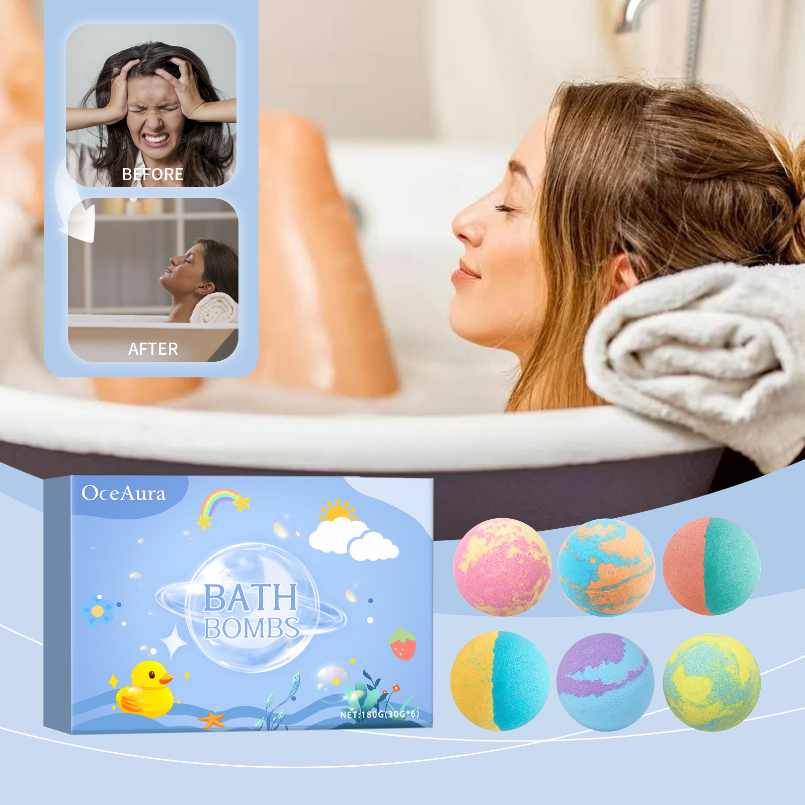 Pawdear Colorful Salt Bath Bal, Floral Shower Fragrance Clean, Moisturizing And Long-Lasting Colorful Bath Ball-PawDear