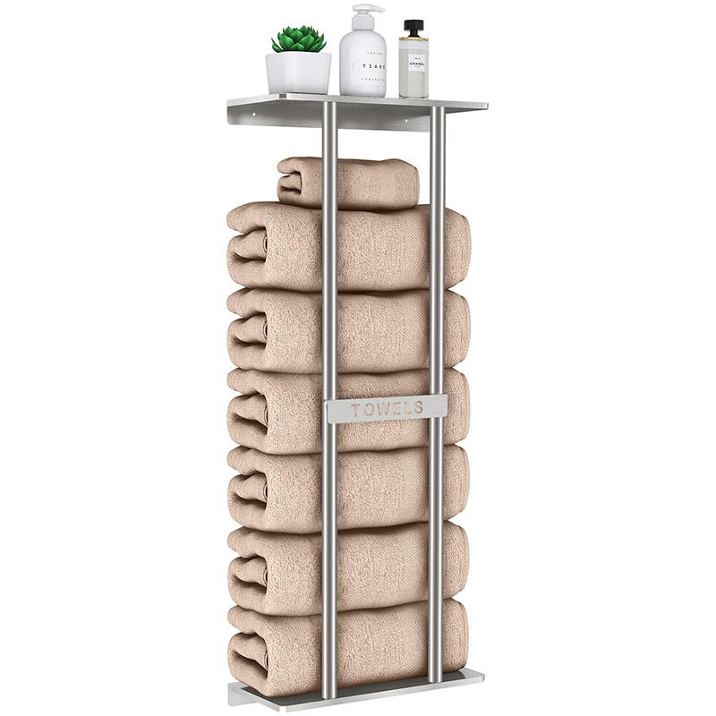 Bathroom Towel Storage Rack, Towel Racks for Bathroom Wall Mounted 30 inch with Shelf Can Holds 6 Large Towels, Wall Towel Rack for Rolled Towels, Black