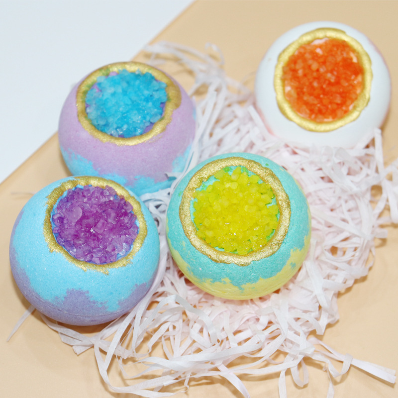 Bowl-Shaped Two-Color Sea Salt Explosion Ball 100g Bubble Essential Oil Bath Bomb Sea Salt Bath Salt Ball Explosion Bath Ball-PawDear