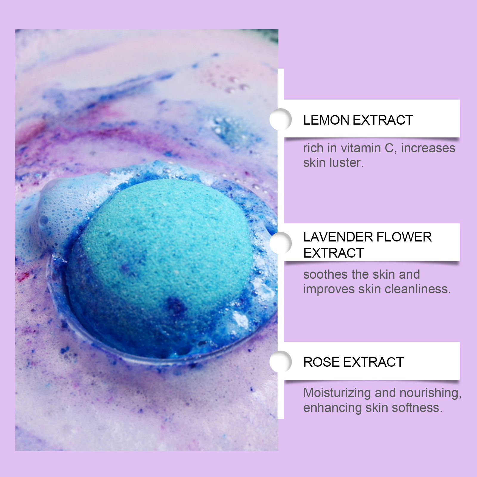 Pawdear Bubble Salt Bath Ball, Bubble Shower Fragrance Moisturizing Floral Long-Lasting Plant Cleaning Bath Ball-PawDear
