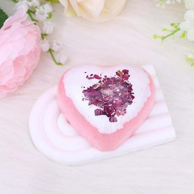 Love Heart Bath Salt 75G Heart-Shaped Loofah Dried Flower Bath Salt Peach Heart Explosion Aromatherapy Ball-PawDear