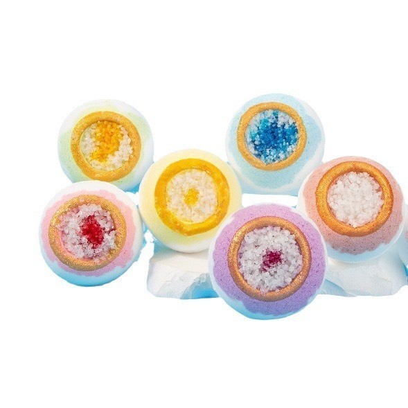 Bowl-Shaped Two-Color Sea Salt Explosion Ball 100g Bubble Essential Oil Bath Bomb Sea Salt Bath Salt Ball Explosion Bath Ball-PawDear