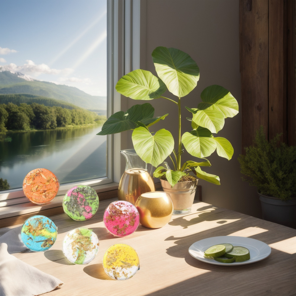 Gradient Color Aromatherapy Shower Tablets 40g Bath Tablets Home Essential Oil Bath Salt Tablets Bubble Explosion Bath Salt-PawDear