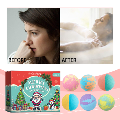 Pawdear Christmas Colorful Bath Ball, Bubble Shower Fragrance Moisturizes Long-Lasting Plant Cleaning Bath Bal-PawDear