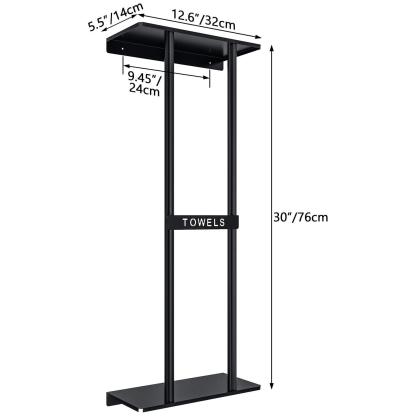 Bathroom Towel Storage Rack, Towel Racks for Bathroom Wall Mounted 30 inch with Shelf Can Holds 6 Large Towels, Wall Towel Rack for Rolled Towels, Black