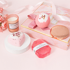 Love Heart Bath Salt 75G Heart-Shaped Loofah Dried Flower Bath Salt Peach Heart Explosion Aromatherapy Ball-PawDear