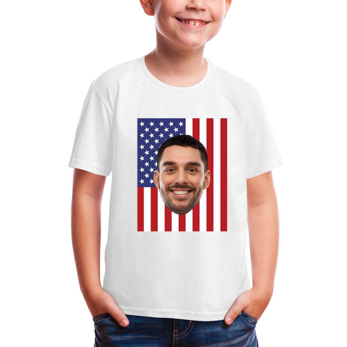 Custom #2-8Y Custom Face American Flag Tee For Toddler Kids Kid's All Over Print T-shirt - YesCustom