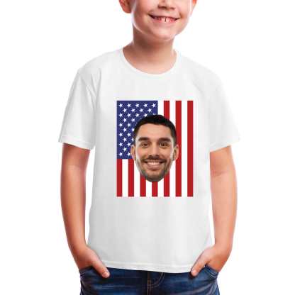 Custom #2-8Y Custom Face American Flag Tee For Toddler Kids Kid's All Over Print T-shirt - YesCustom