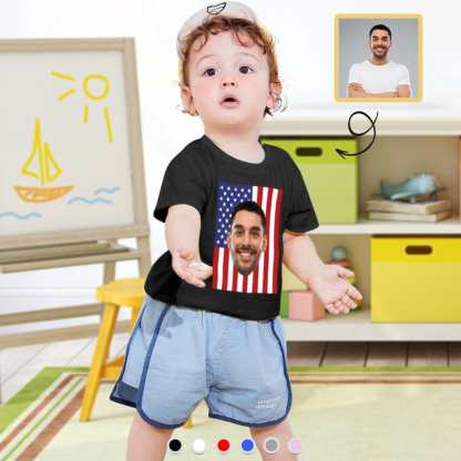 Custom #2-8Y Custom Face American Flag Tee For Toddler Kids Kid's All Over Print T-shirt - YesCustom