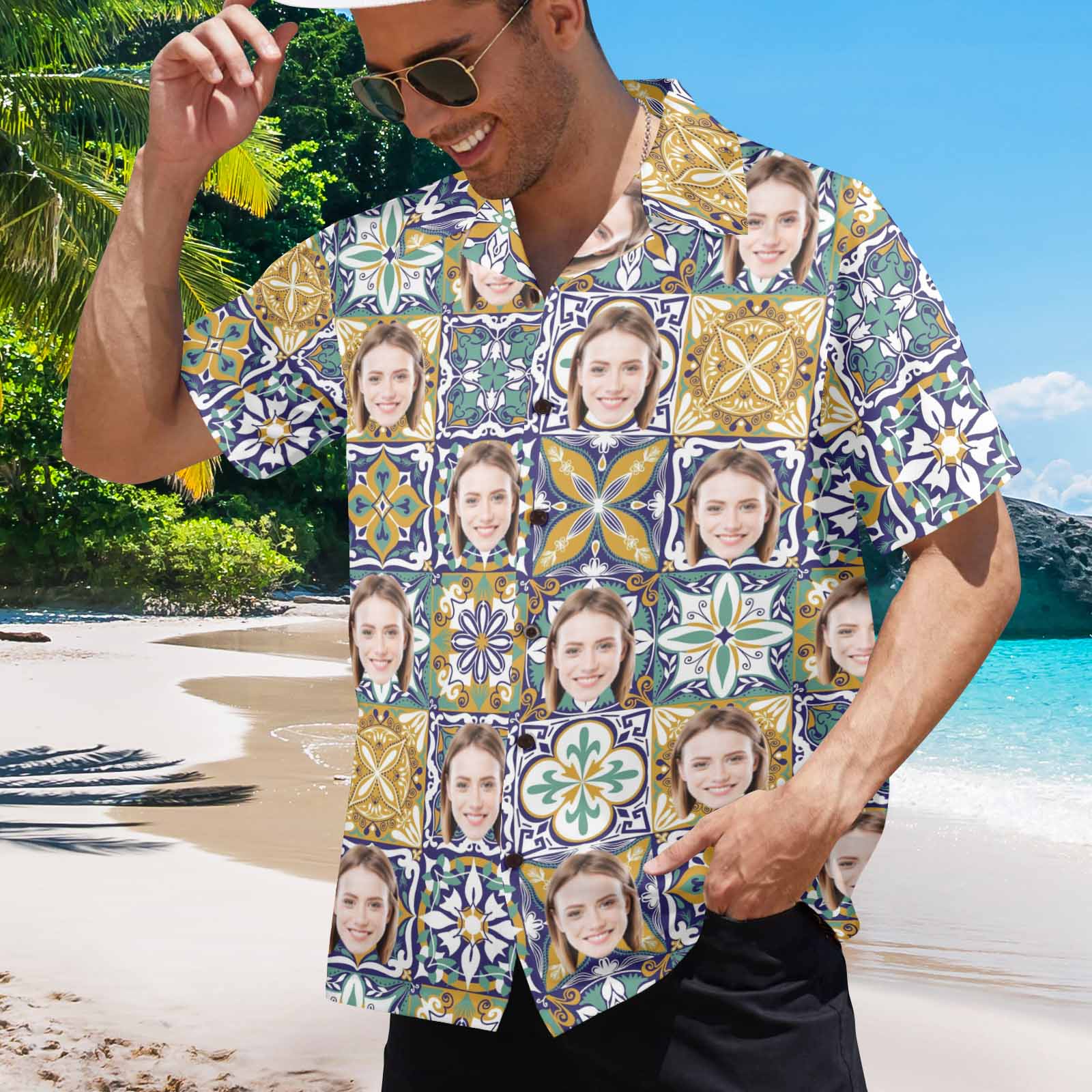 20250415-HHN-5 Men's All Over Print Hawaiian Shirt (T58)(Made in Queen)