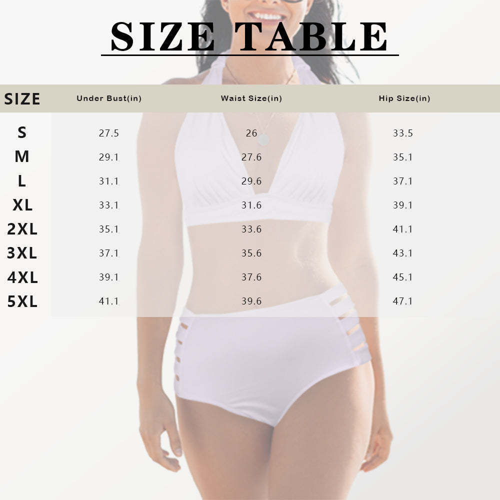 Custom Face American Flag Halterneck String Bikini Personalized High Waist Two-piece Bikini Swimsuit