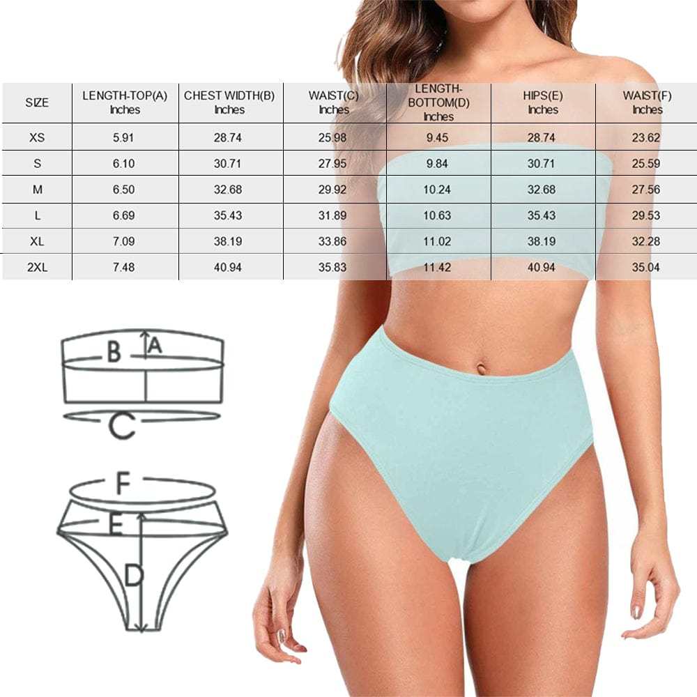 Custom Custom Face American Flag Strapless Bandeau Top Cheeky Bikini Bathing Suit Personalized Women's Two Piece Swimsuit Beach Outfits - YesCustom