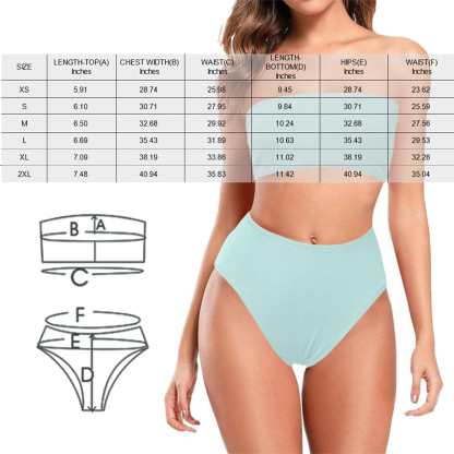 Custom Custom Face American Flag Strapless Bandeau Top Cheeky Bikini Bathing Suit Personalized Women's Two Piece Swimsuit Beach Outfits - YesCustom