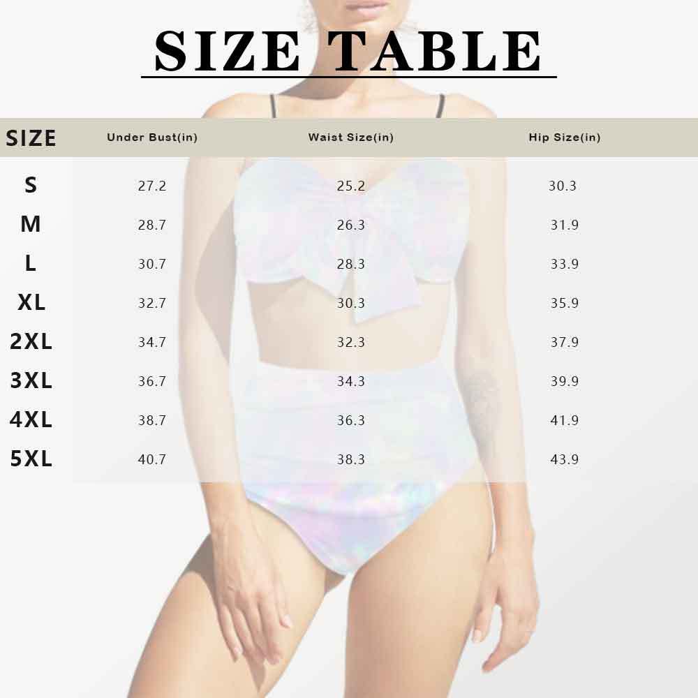 Custom Custom Face American Flag High Waist Bikini Personalized Chest Bow Two-piece Bikini Swimsuit Set - YesCustom