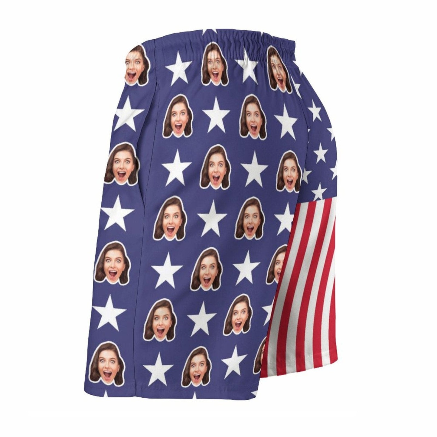 Custom Custom Face American Flag Pentagram Men's Quick-drying Beach Shorts - YesCustom