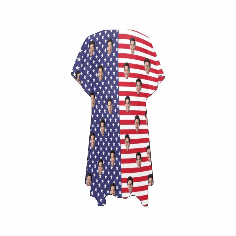 Custom Custom Face American Flag Women's Mid-Length Side Slits Chiffon Cover Up - YesCustom
