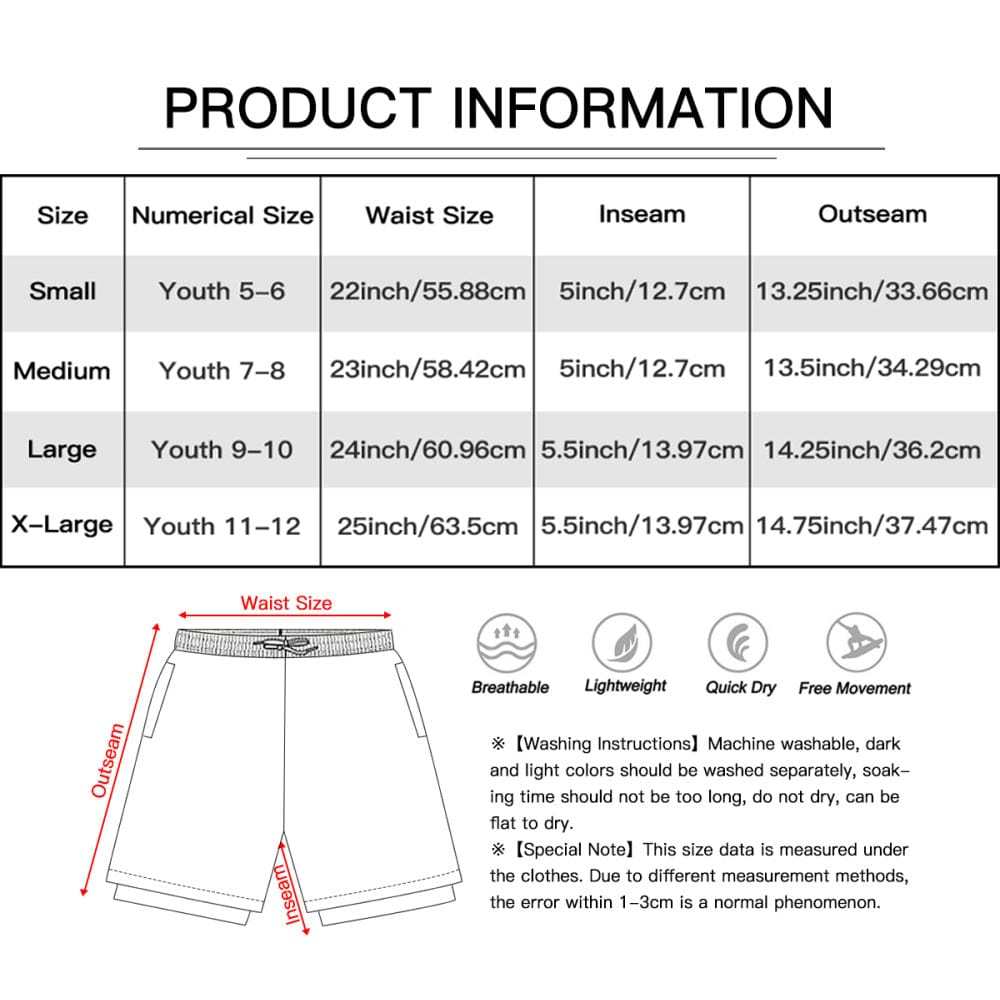Custom Custom Face Kid's 2 in 1 Sport Shorts Personalized Flag Drawstring Trunk for 5-12 Years Boy - YesCustom