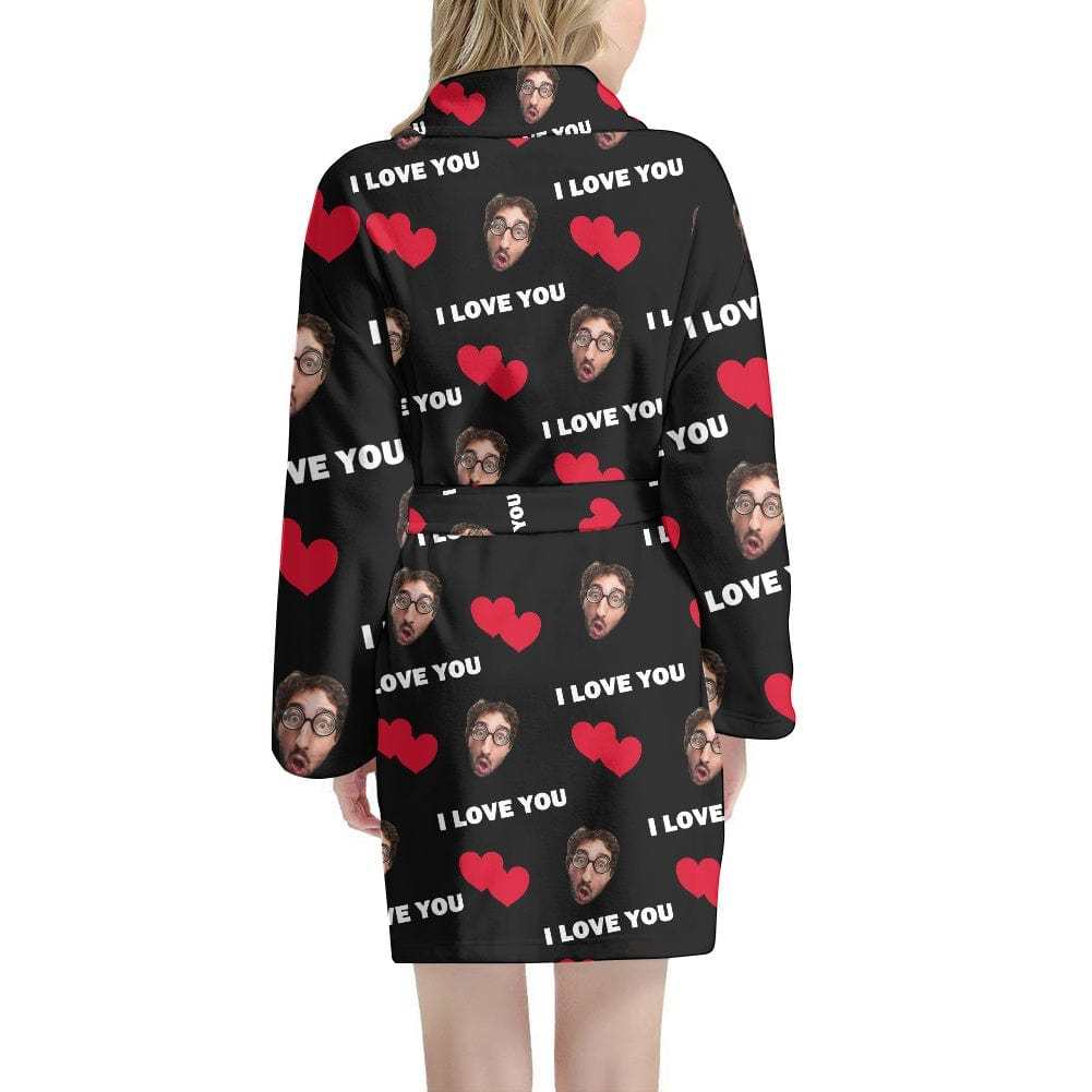 FacePajamas Pajama Bathrobe-2ML-ZD one size Custom Face Love You Women's Summer Bathrobe Gifts for Her