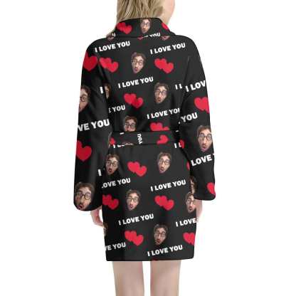 FacePajamas Pajama Bathrobe-2ML-ZD one size Custom Face Love You Women's Summer Bathrobe Gifts for Her