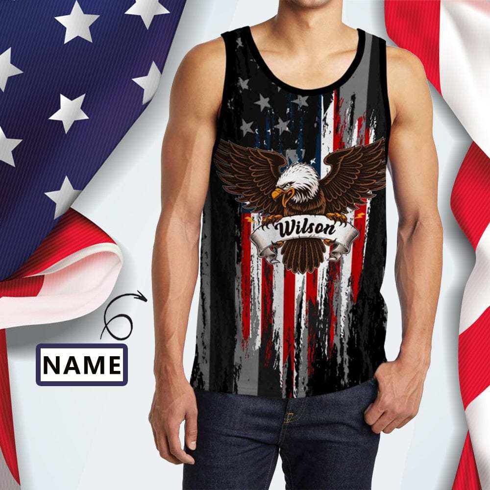 Personalized Custom Mens Tank Tops Name American Eagle Men's Tank Top