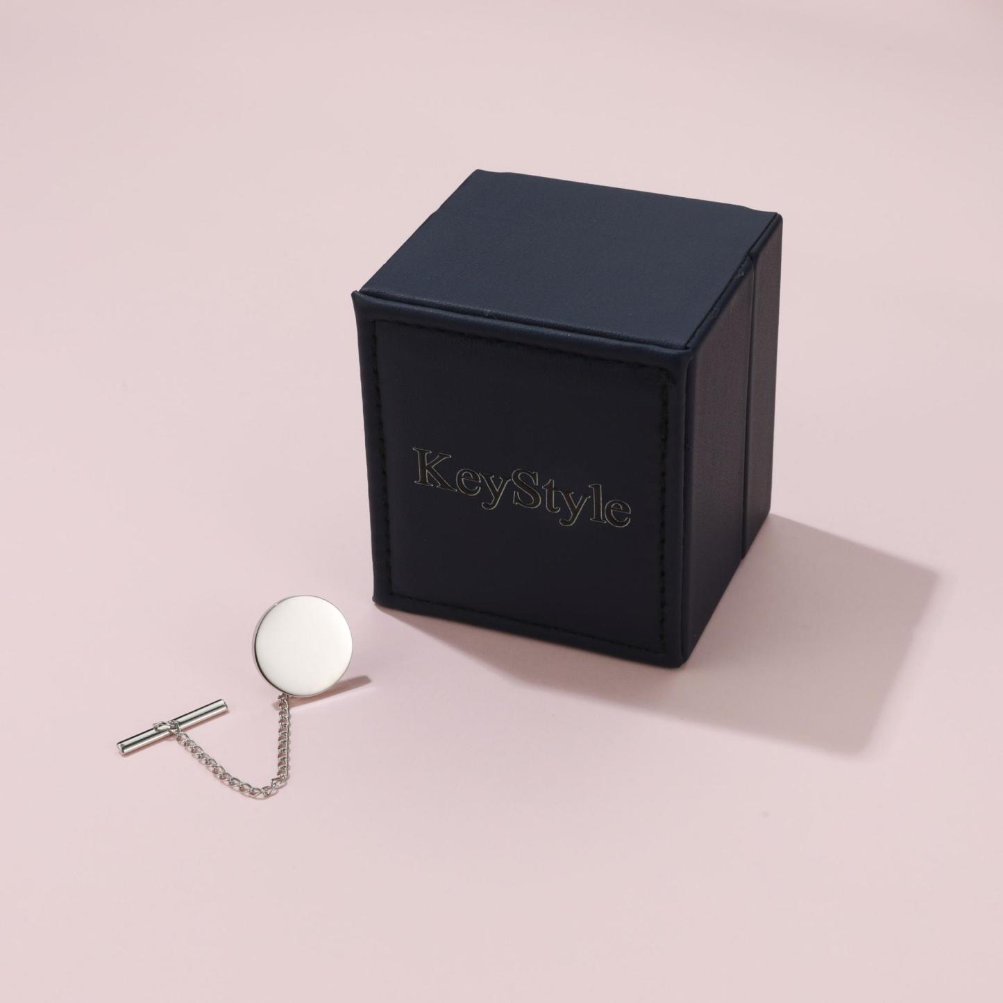 KeyStyle Tie Pins With Chain for Men Regular Ties, Wedding Business Anniversary Tie Pins