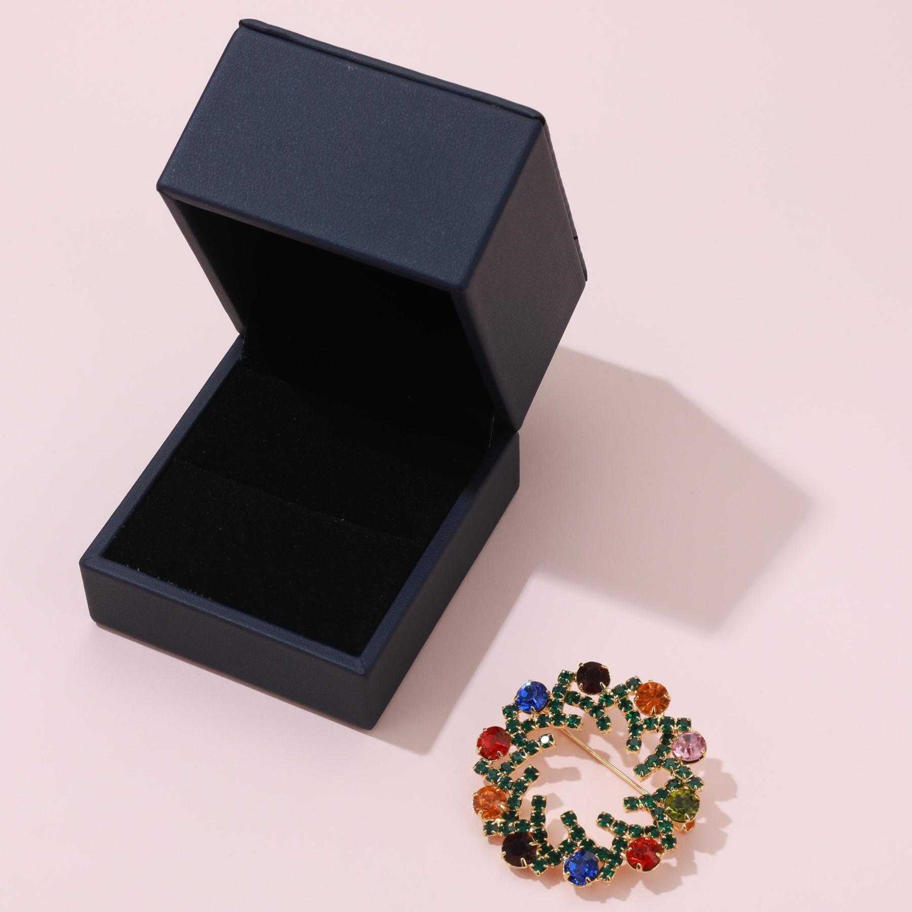 KeyStyle Jewelry Brooches Multi Color Gold Plated Crystal Brooch with Gift Box