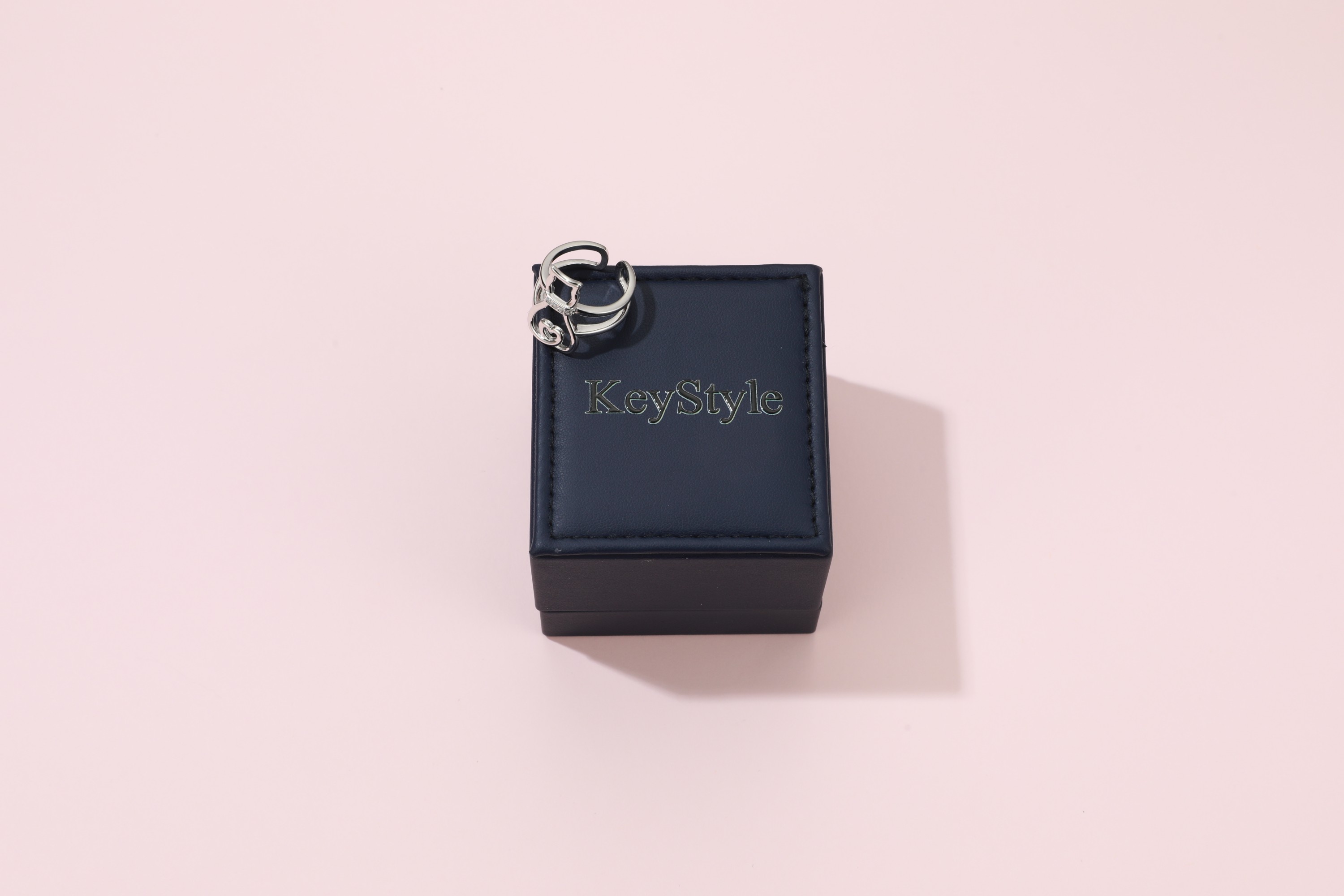 KeyStyle Open Adjustable Rings for Women, Silver Cat Statement Rings with Gift Box, Women Jewelry