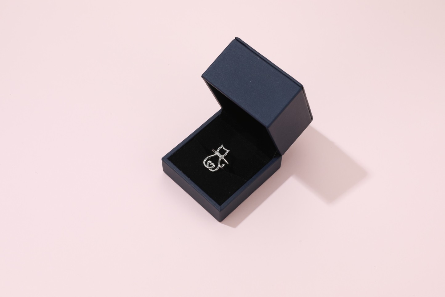 KeyStyle Open Adjustable Rings for Women, Silver Cat Statement Rings with Gift Box, Women Jewelry