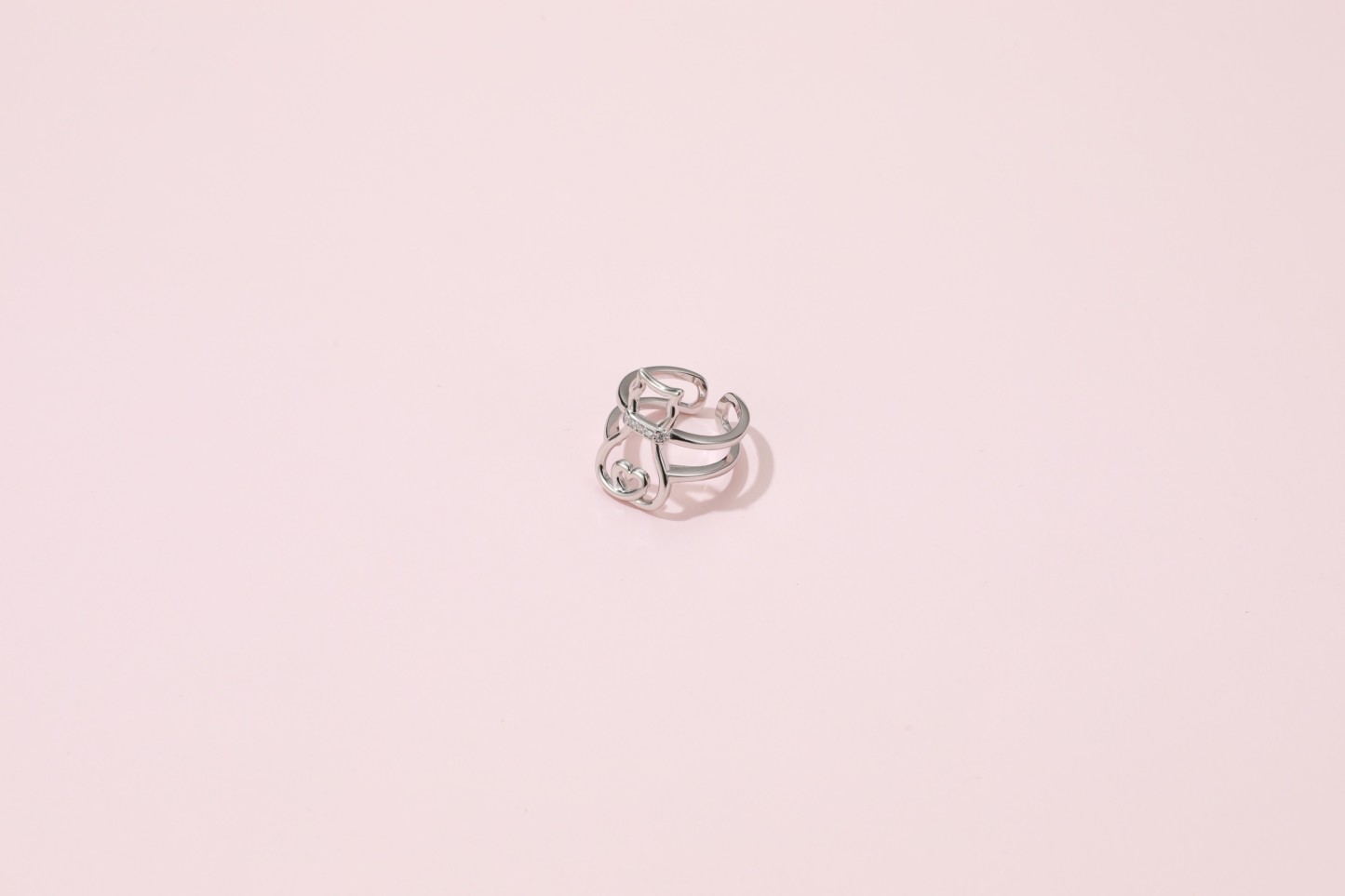 KeyStyle Open Adjustable Rings for Women, Silver Cat Statement Rings with Gift Box, Women Jewelry