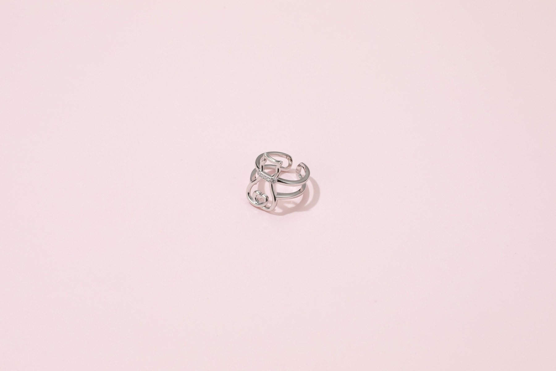 KeyStyle Open Adjustable Rings for Women, Silver Cat Statement Rings with Gift Box, Women Jewelry