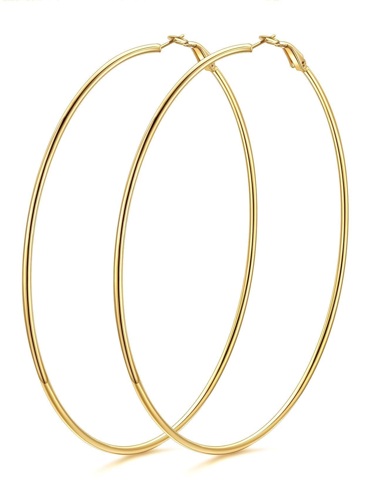 KeyStyle 70mm Hoop Earrings Large Stainless Steel Big Hoop Earrings for Women Lightweight Earrings Jewelry Everyday Gift for Women