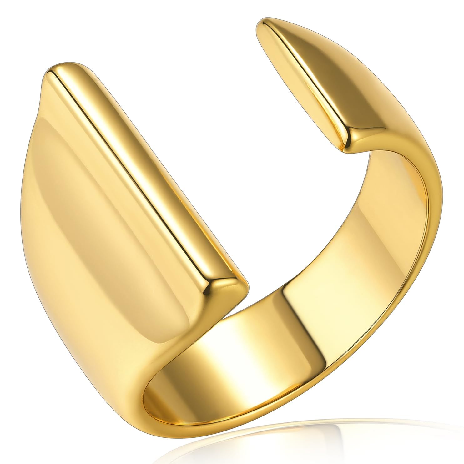 KeyStyle Gold Initial Ring for Women Alphabet Letter Ring Adjustable 14K Gold Plated Personalized Bold Statement Jewelry Stacking Ring Gifts for Her