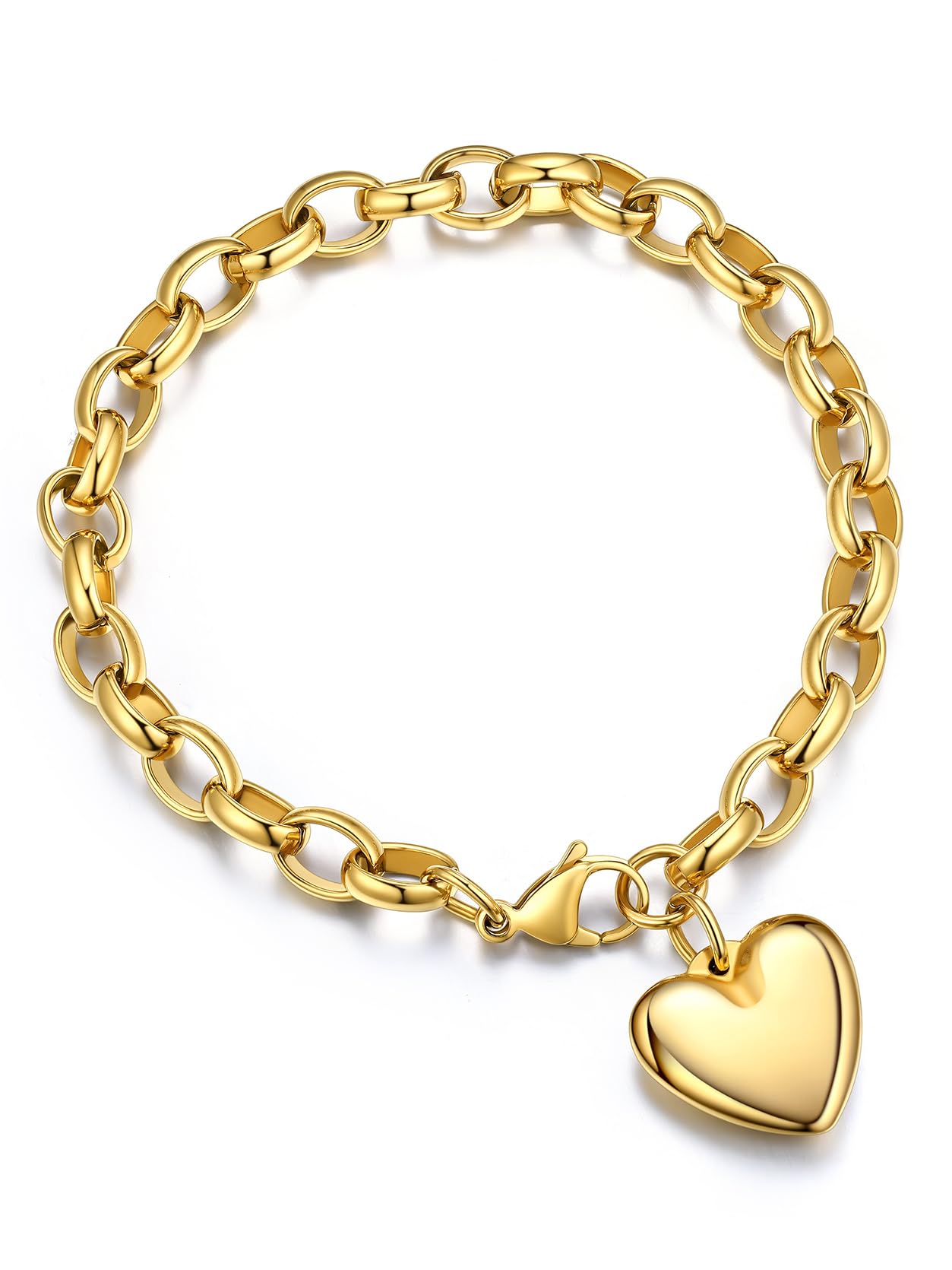 KeyStyle Heart Charm Bracelets for Women Chain Bracelet Black Adjustab