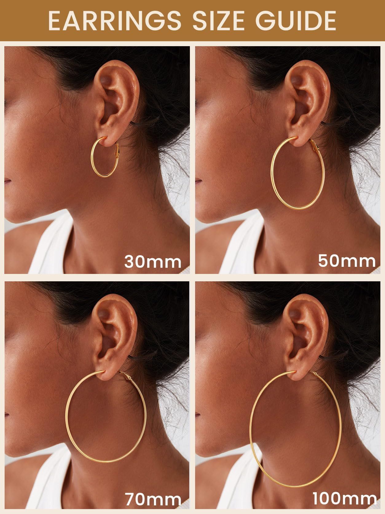 KeyStyle Hoop Earrings for Women Gold Plated Hoop Earrings Hypoallergenic Lightweight Earrings Birthday Jewelry Gift for Her-30mm,2 mm Thick