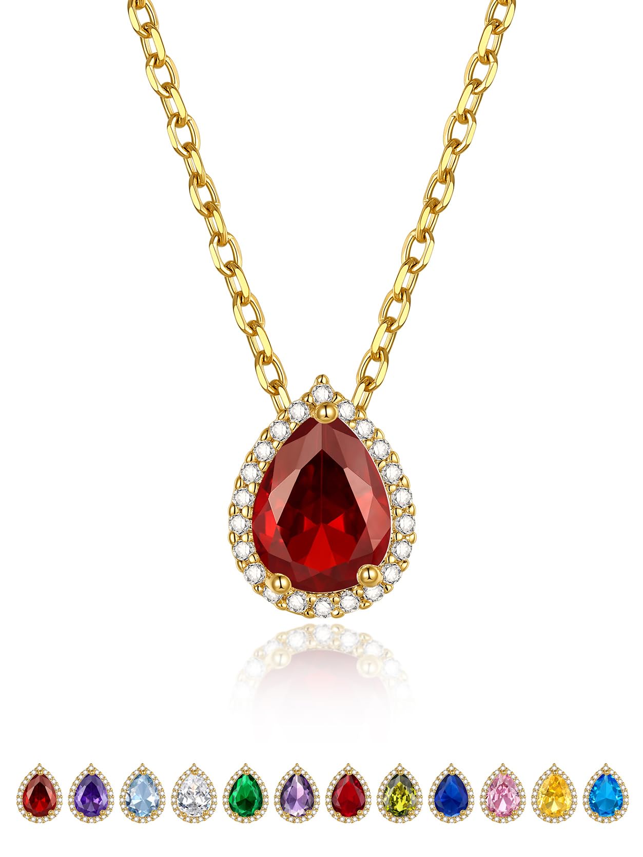 KeyStyle Women Necklaces Birthstone Pendant Necklace with Cubic Zircon