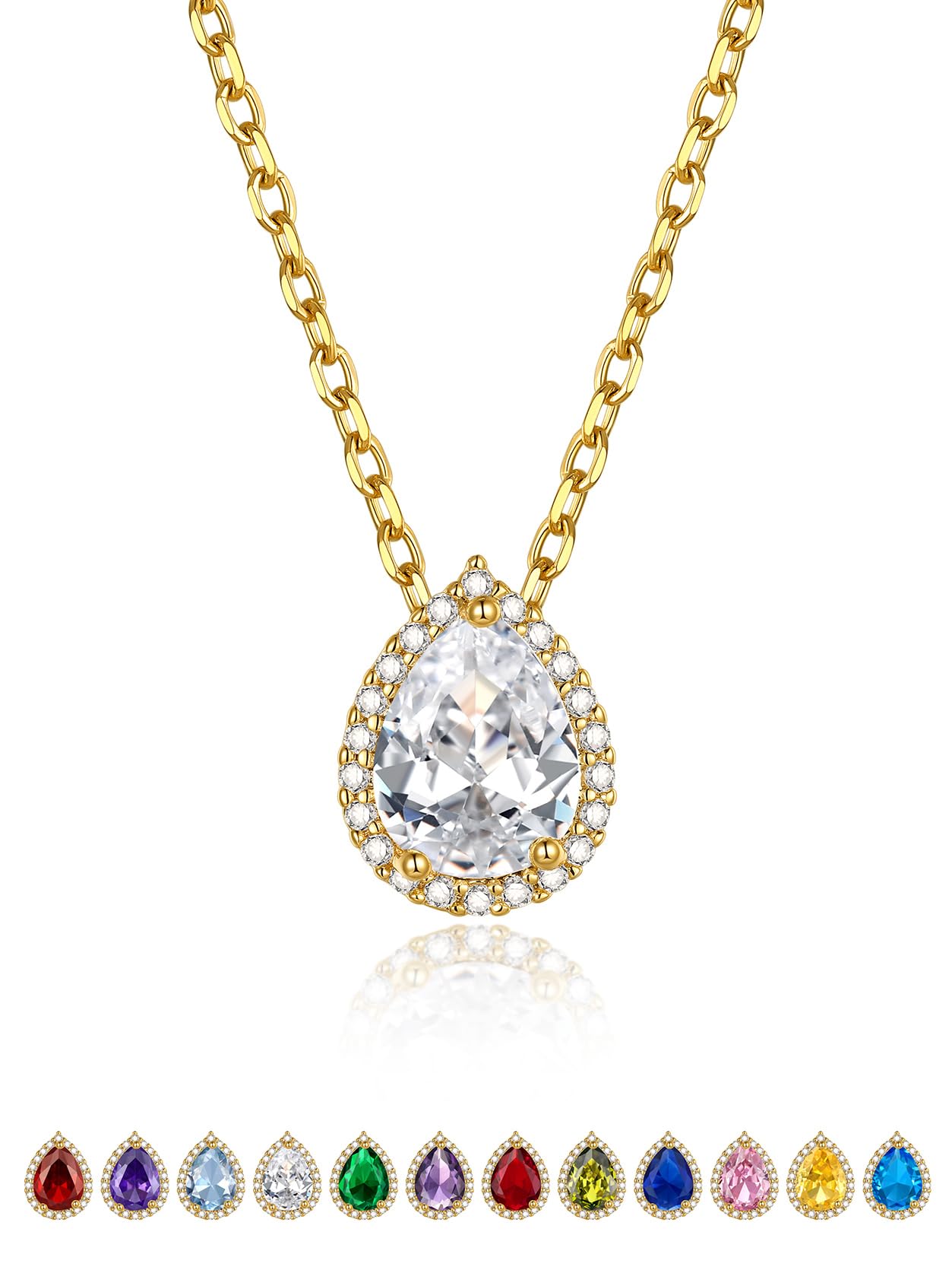 KeyStyle Women Necklaces Birthstone Pendant Necklace with Cubic Zircon