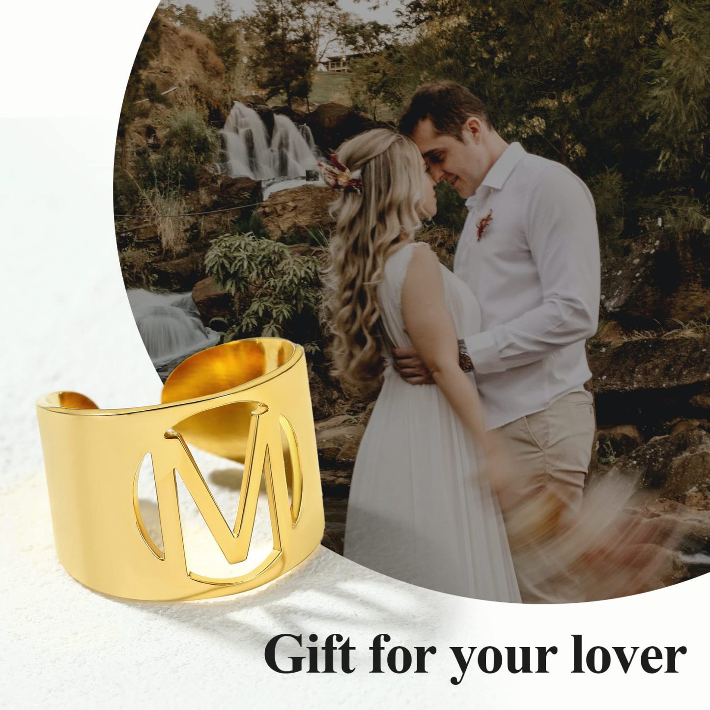 KeyStyle Gold Plated Initial Rings for Women Letter Statement Cuff Rings for Men Adjustable Jewelry Birthday Gift for Women