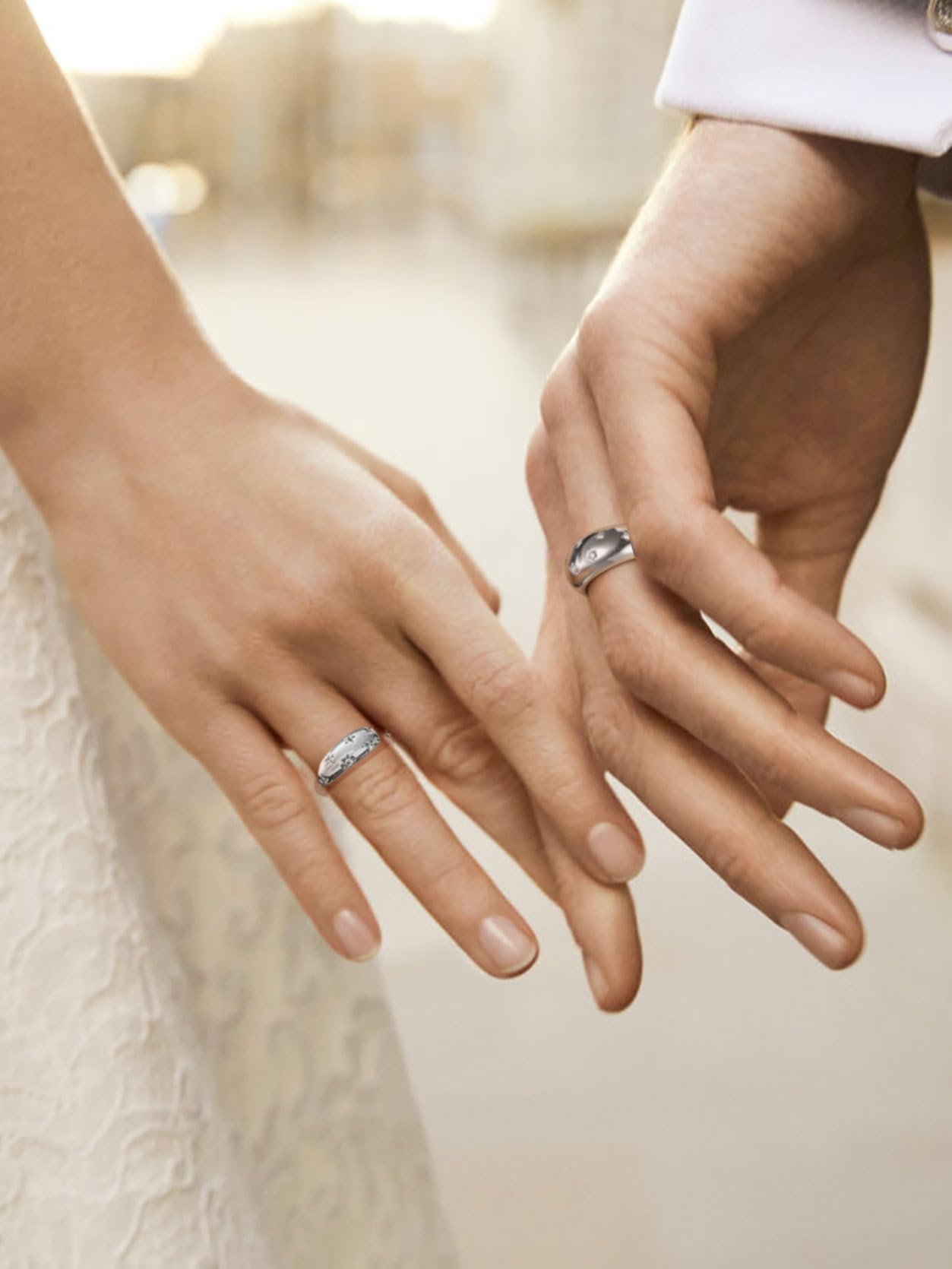 KeyStyle Dome Ring for Women Chunky Band Rings with Cubic Zirconia Stainless Steel Stacking Croissant Statement Ring Birthday Jewelry Gift for Her, Size 7-12