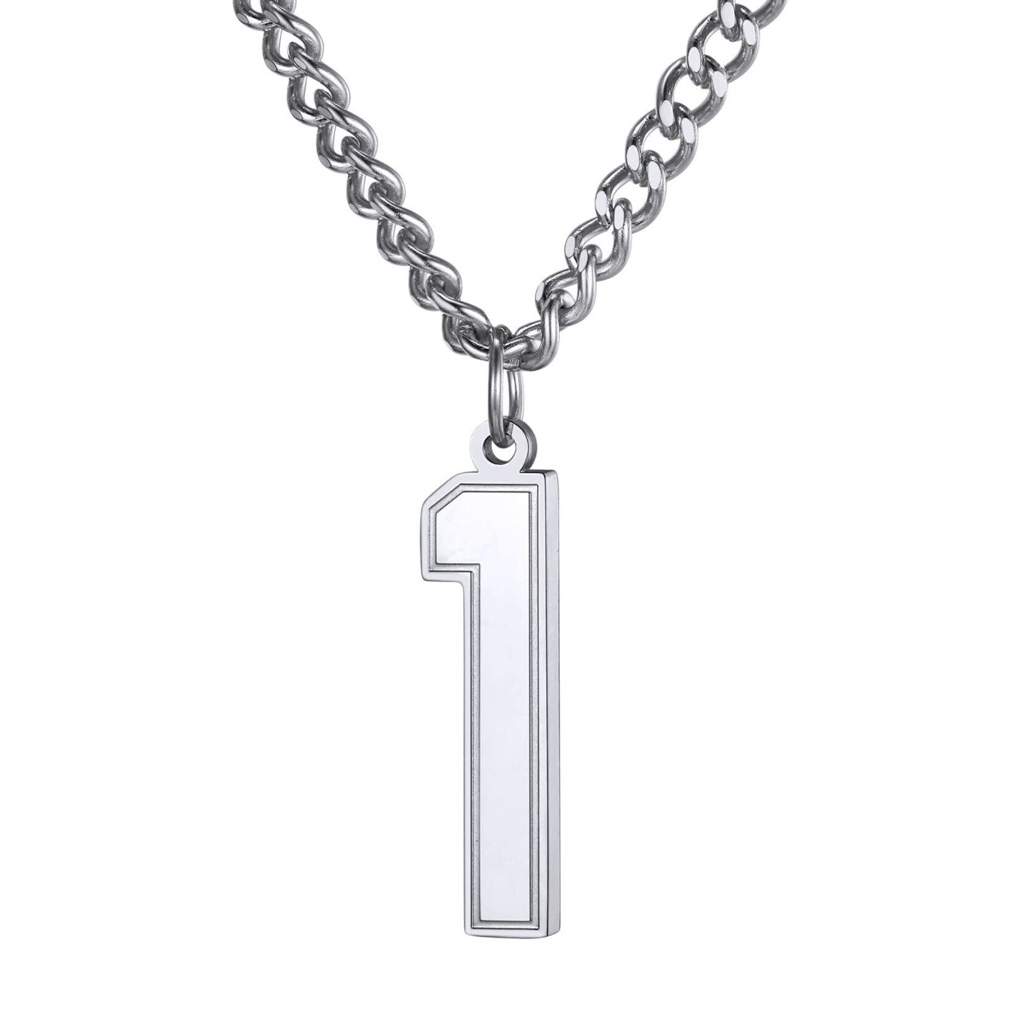 KeyStyle Number Necklace For Men Women Sport Number Chain Pendant Baseball Necklace for Athletes Jewelry Gift for Him, Number 0-9 Pendant