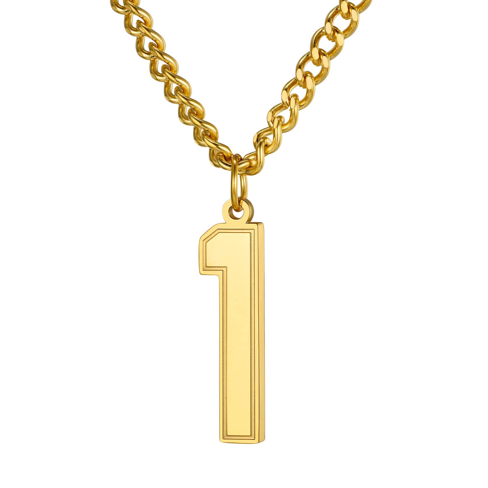 KeyStyle Number Necklace For Men Women Sport Number Chain Pendant Baseball Necklace for Athletes Jewelry Gift for Him, Number 0-9 Pendant