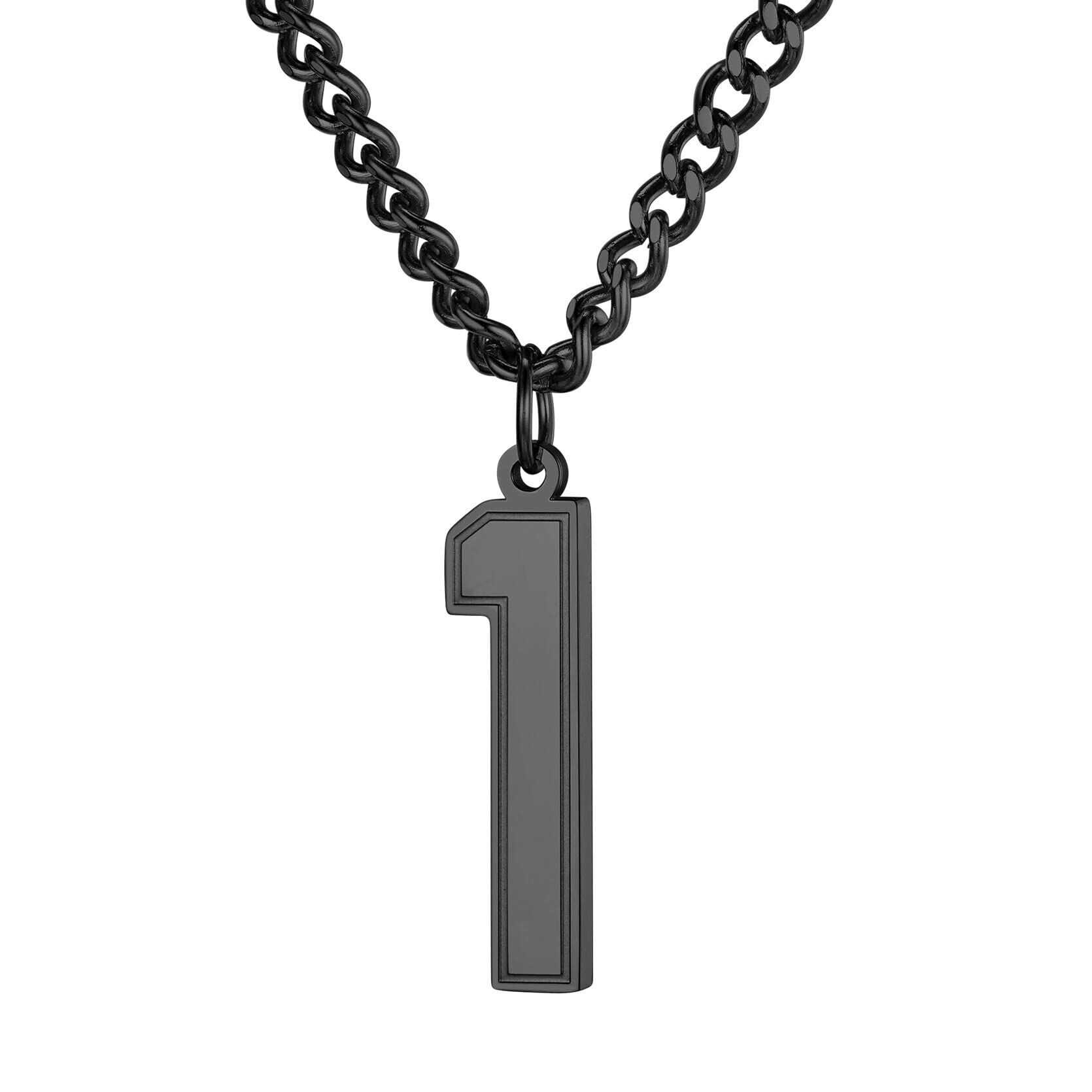 KeyStyle Number Necklace For Men Women Sport Number Chain Pendant Baseball Necklace for Athletes Jewelry Gift for Him, Number 0-9 Pendant